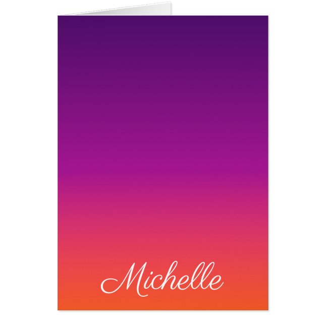 Cartão Ambre de gradiente roxo, rosa e laranja (Frente)
