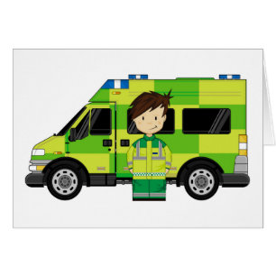 Cartão Ambulância dos desenhos animados e EMT