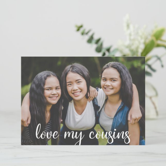 Cartão Ame Minha Prima Foto Personalizada Da Família (Em pé/Frente)