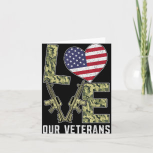 Cartão Ame Nosso Dia dos Veteranos Orgulha Bandeira Milit