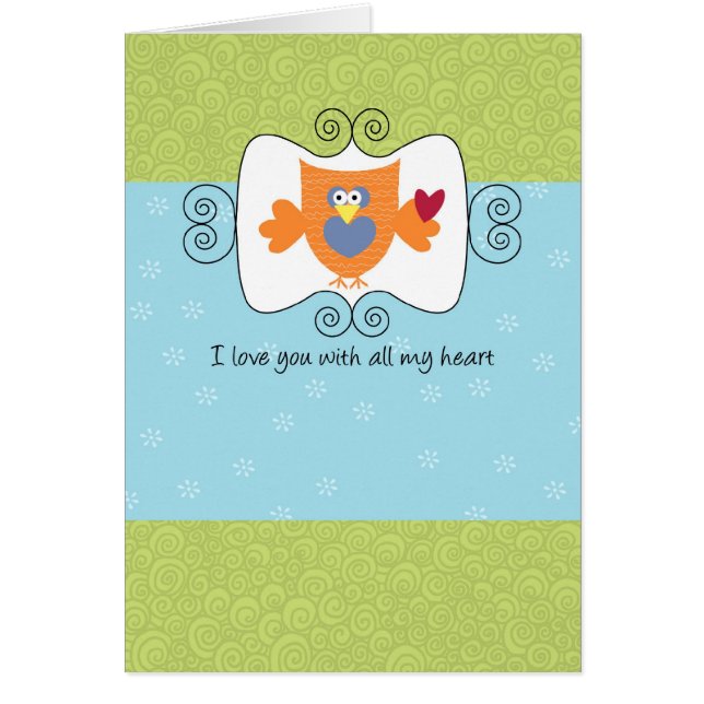 Cartão Ame-o com todo o meu coração (Frente)