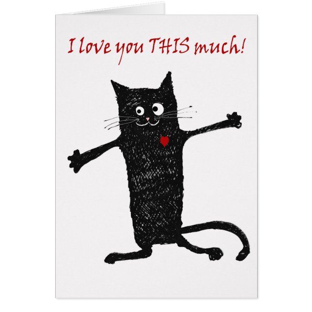 Cartão Ame-o, gato louco, humor (Frente)