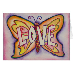 Cartão Ame Palavras Palavras Pink Borboleta Saudação ou