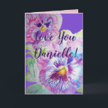 Cartão Ame Você Wifes Nome Purple Pansy Watercolor Card<br><div class="desc">Ame vocês,  senhoras/mulheres/esposas,  o nome Cartão de Água ou Cartões de agradecimentos Pansy Pansy. Projetado a partir de uma das minhas fotografias originais do jardim do meu jardim,  aproveite!</div>
