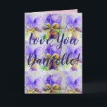 Cartão Ame Você Wifes Nome Purple Pansy Watercolor Card<br><div class="desc">Ame vocês,  senhoras/mulheres/esposas,  o nome Pansy Viola Watercolor Card ou Cartões de agradecimentos. Projetado a partir de uma das minhas fotografias originais do jardim do meu jardim,  aproveite!</div>