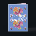 Cartão Ame Você Wifes Nome Rosa Roses Watercolor Card<br><div class="desc">Ame vocês,  senhoras/mulheres/esposas,  o nome rosas cor-de-rosa no Cartão de Água Azul ou no Cartões de agradecimentos. Projetado a partir de uma das minhas fotografias originais do jardim do meu jardim,  aproveite!</div>