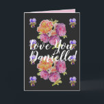 Cartão Ame Você Wifes Nome Rosa Roses Watercolor Card<br><div class="desc">Ame vocês,  senhoras/mulheres/esposas,  o nome rosas cor-de-rosa no Cartão de Água Azul ou no Cartões de agradecimentos. Projetado a partir de uma das minhas fotografias originais do jardim do meu jardim,  aproveite!</div>