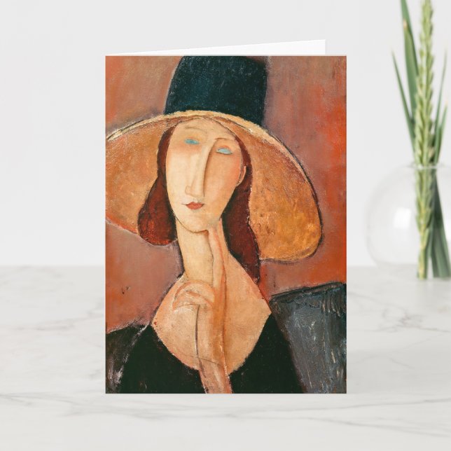 Cartão Amedeo Modigliani - Jeanne Hebuterne em Grande Cha (Frente)