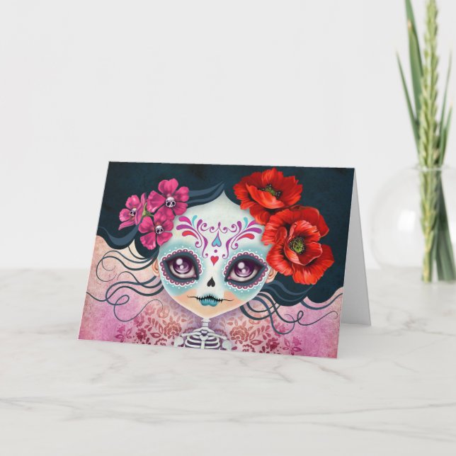 Cartão Amelia Calavera Sugar Skull Greeting Card (Frente)
