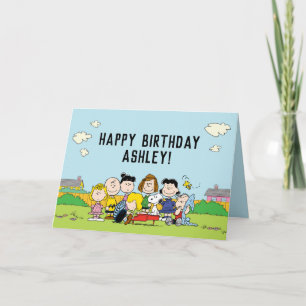 Cartão Amendoins Charlie Brown e Gang Birthday