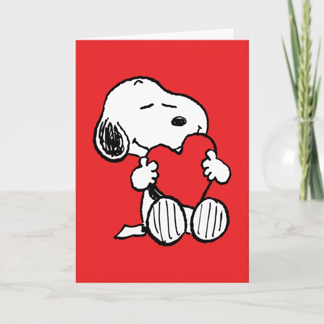 Cartão Amendoins | Snoopy Hugging Heart | Adicione sua fo (Frente)