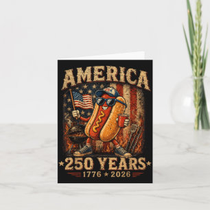 Cartão América 250 Anos Engraçado Hotdog Bbq 1776 2026