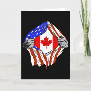 Cartão América EUA Bandeira Canadense Peito Raízes Canade