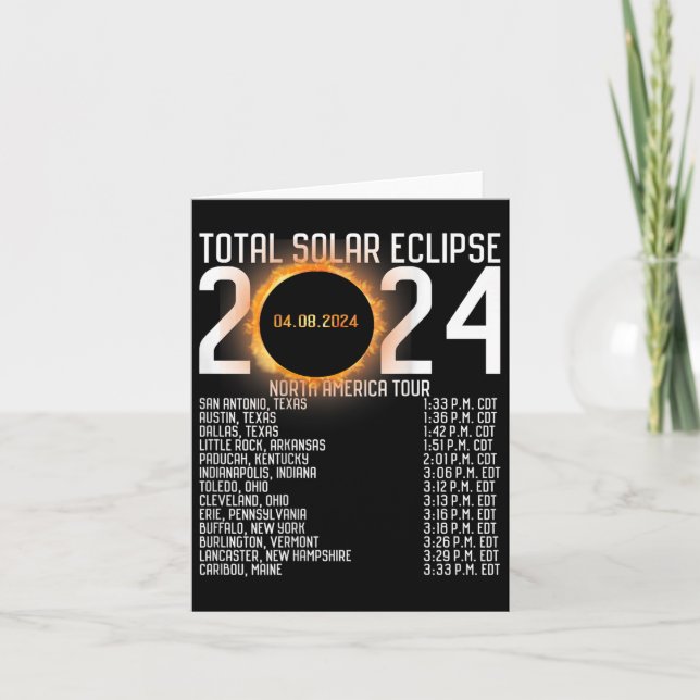 Cartão América Tour 2024 Totalidade no Eclipse Solar Tras (Frente)
