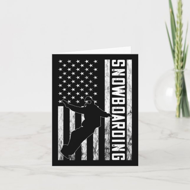 Cartão America Vintage Usa Flag Snowboarder Snowboard Sno (Frente)