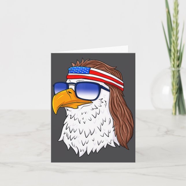 Cartão American Bald Eagle Mullet 4th Of July Funny Usa  (Frente)
