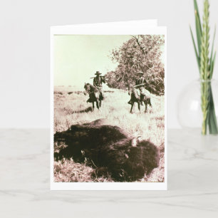 Cartão American Bison Hunters (b/w photo)
