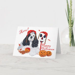 Cartão American Cocker Spaniel no Halloween