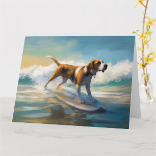 Cartão American Engligh Foxhound Beach Surfing Painting