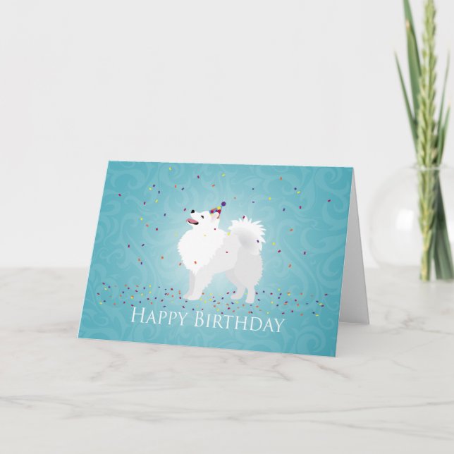 Cartão American Eskimo Dog Happy Birthday Design (Frente)