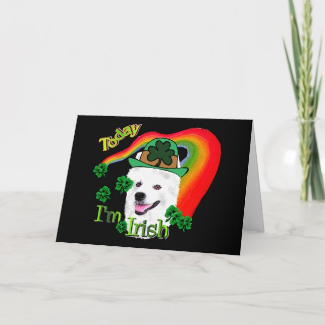 Cartão American Eskimo Dog St Patricks (Frente)