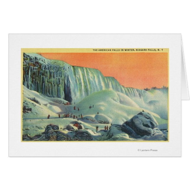 Cartão American Falls in Winter with Sunset (Frente Horizontal)