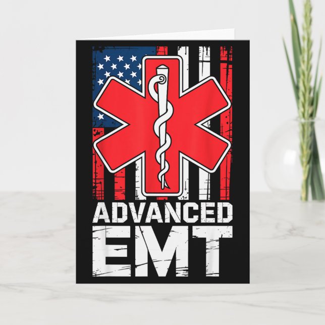 Cartão American Flag Advanced Emt Aemt Medical Technician (Frente)