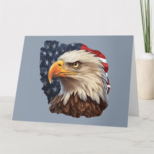 Cartão American Flag Bald Eagle (Frente)