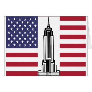 Cartão American Flag Empire State Building Note