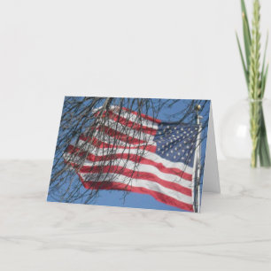 Cartão “American Flag in the Wind” Sympathy Card