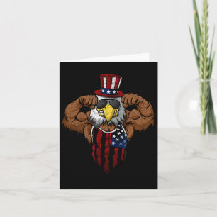 Cartão American Flag Muscular Bald Eagle Bike Flexing Unc
