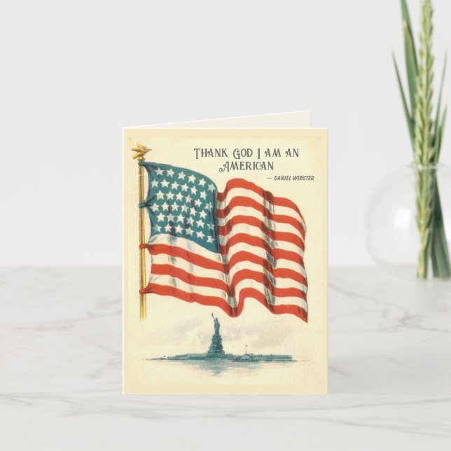 Cartão American Flag Statue of Liberty Blank Card (Frente)