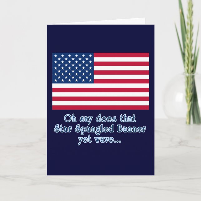Cartão American Flag with Star Spangled Banner Quote (Frente)