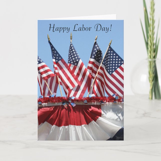 Cartão American Flags Labor Day Greeting Card (Frente)