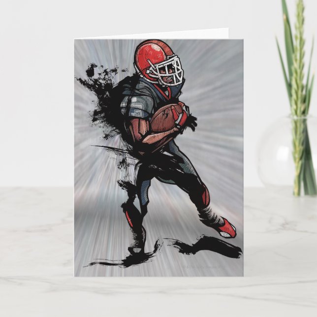 Cartão American football player holding football (Frente)