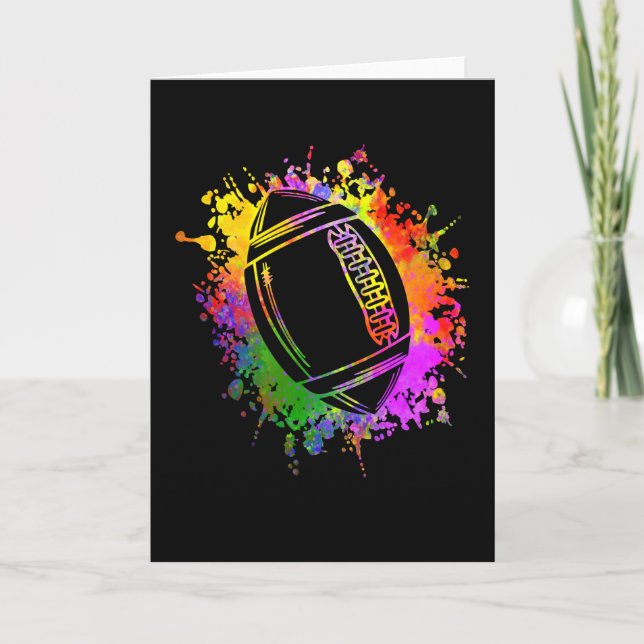 Cartão American Football Rugby Watercolor Splashes (Frente)