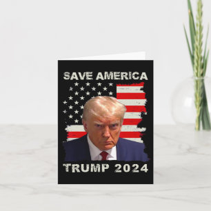 Cartão American Free Trump Mug Shot 2024 American Flag