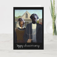American Gothic funny Doberman dog anniversary