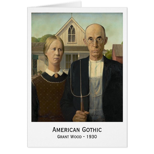 Cartão American Gothic, Grant Wood (Frente)