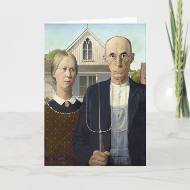 Cartão American Gothic - Grant Wood (Frente)