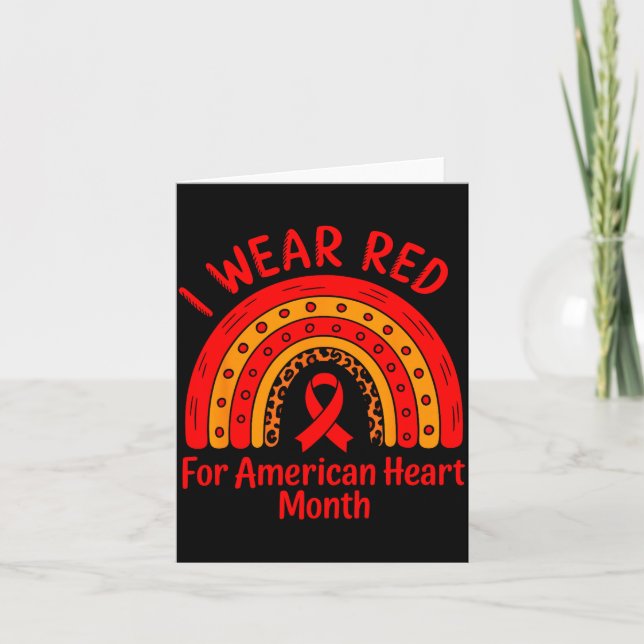 Cartão American Heart Disease Awareness Month Ribbon Red  (Frente)