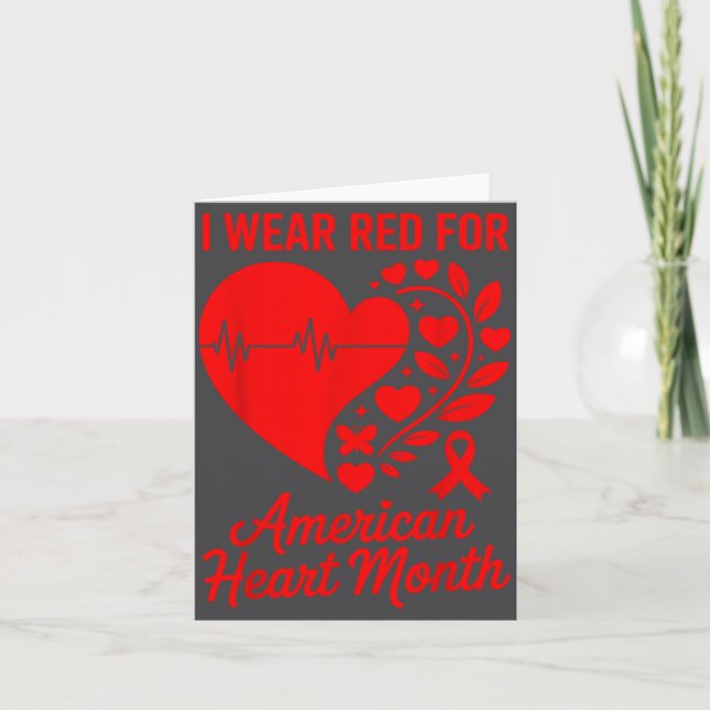 Cartão American Heart Disease Awareness Month Ribbon Red  (Frente)
