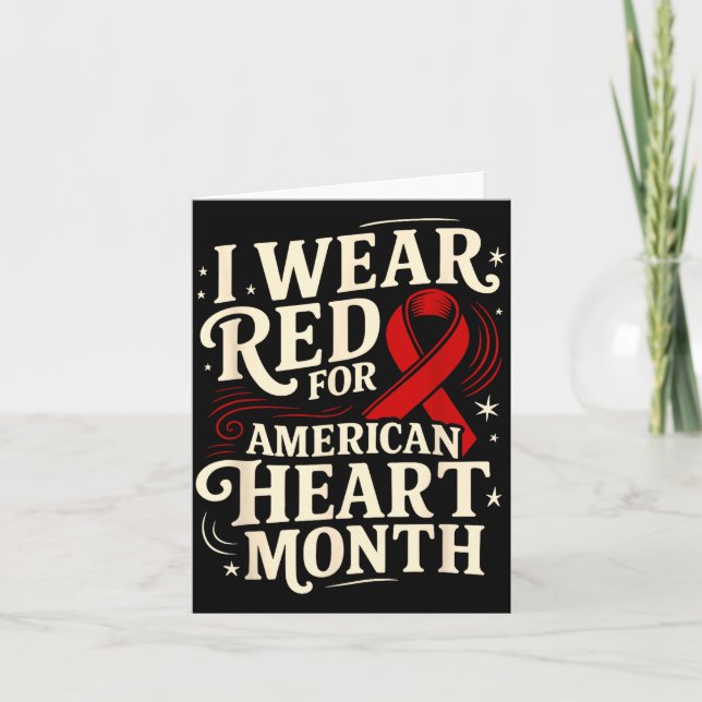 Cartão American Heart Disease Awareness Month Ribbon Red  (Frente)