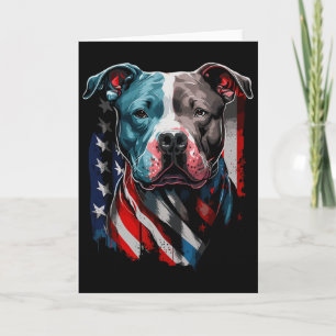 Cartão American Pitbull Terrier Bandeira dos EUA Cão Patr