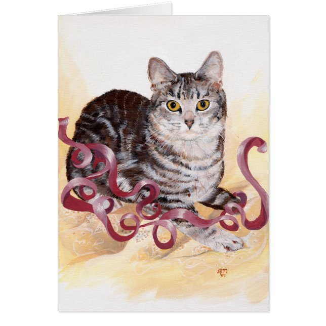 Cartão American Shorthair Tabby Cat (Frente)