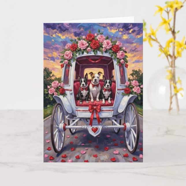 Cartão American Staffordshire Dog Valentine's Day (Flor Amarela)