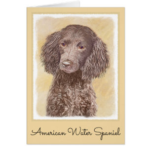 Cartão American Water Spaniel Painting - Arte Original de