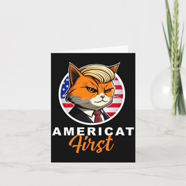Cartão Americat First Funny Patriot America Cats Presiden (Frente)