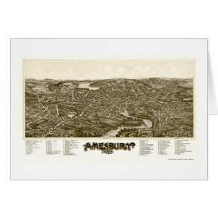 Cartão Amesbury, mapa panorâmico das MÃES - 1890