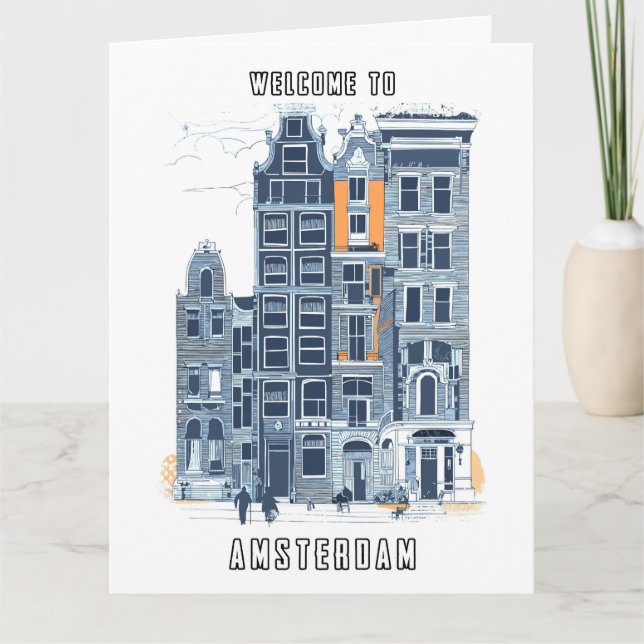 Cartão Amesterdã Holland Vintage Ruas Neerlandesas Viagem (Frente)